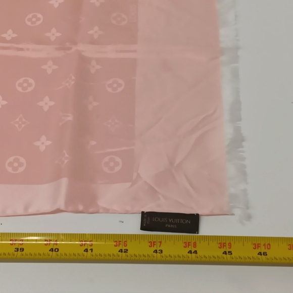Louis Vuitton Women's Silk Wool Monogram Denim Scarf - Pink - Picture 11 of 13